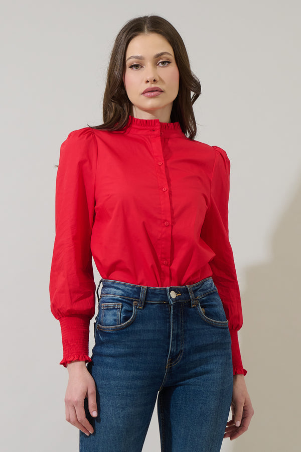 sugarlips Henricka Ruffle Button Down Top