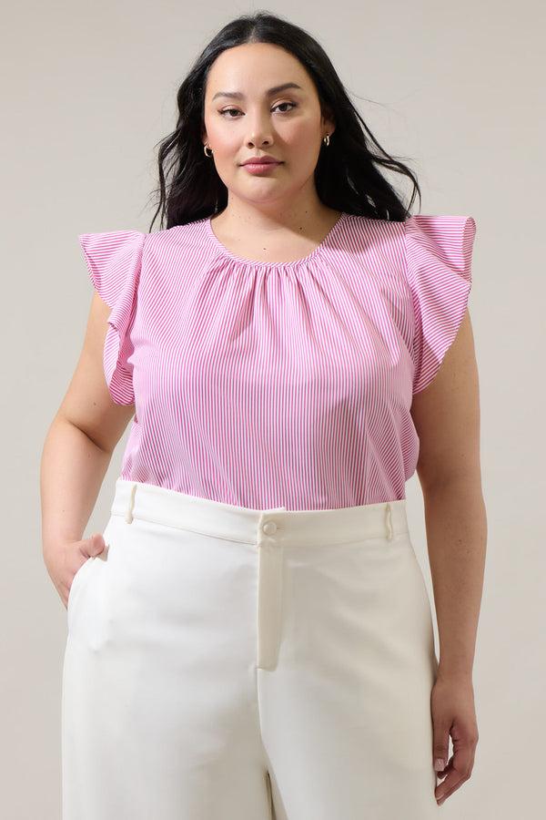 sugarlips Hermas Striped Ruffle Top Curve