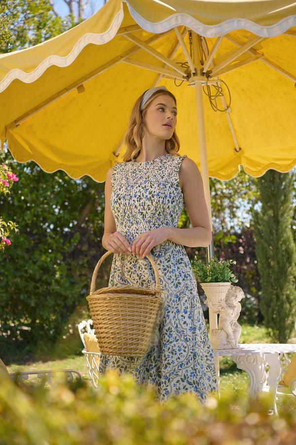 sugarlips Hilo Floral Cecil Smocked Midi Dress