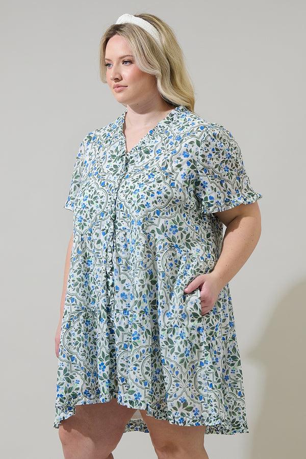 Sugarlips Hilo Floral Kara Shift Mini Dress Curve