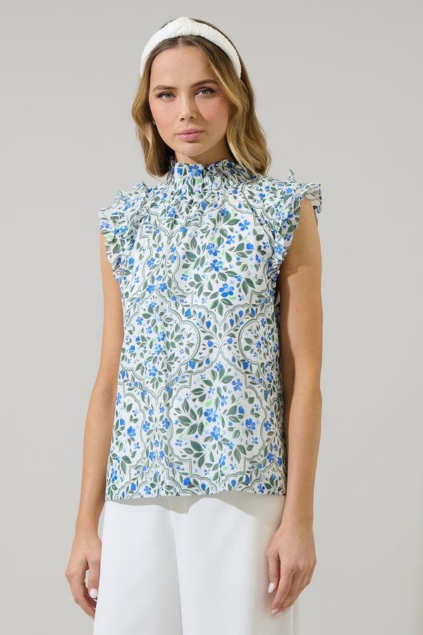 Sugarlips Hilo Floral Zoie Ruffle Top