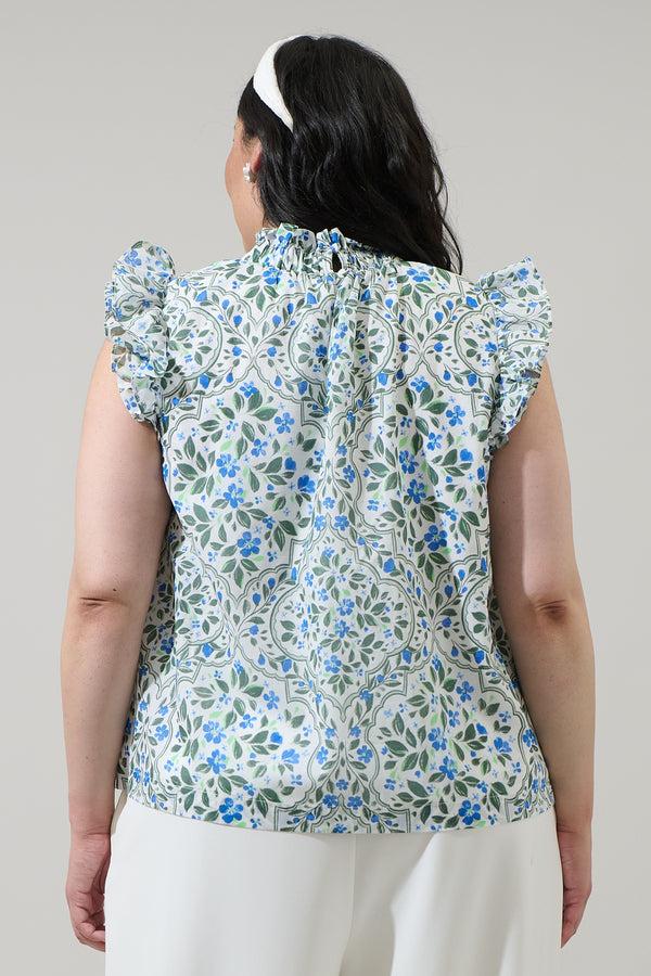 Sugarlips Hilo Floral Zoie Ruffle Top Curve