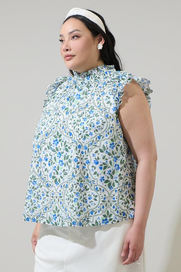 Sugarlips Hilo Floral Zoie Ruffle Top Curve