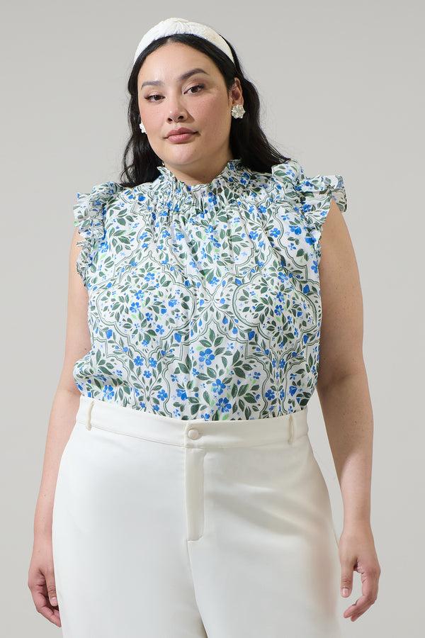 sugarlips Hilo Floral Zoie Ruffle Top Curve