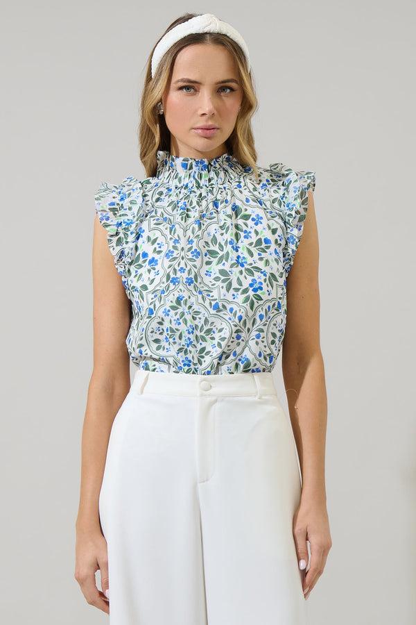 sugarlips Hilo Floral Zoie Ruffle Top