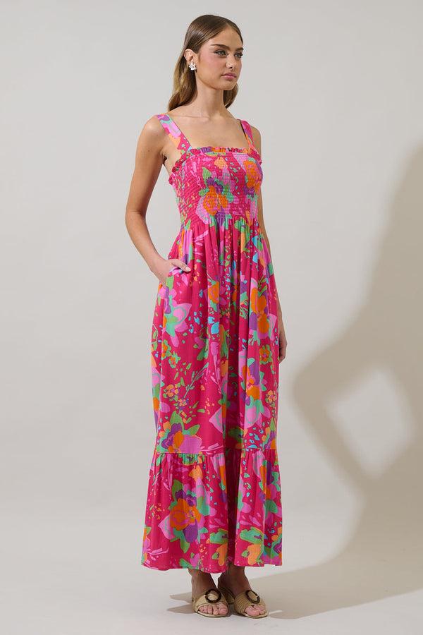 Sugarlips Himera Floral Kells Smocked Maxi Dress