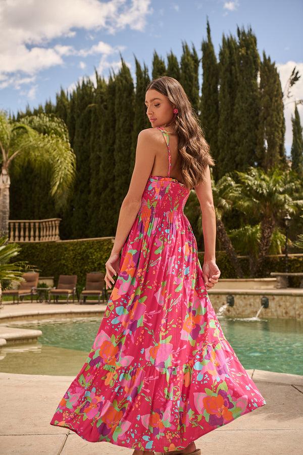 sugarlips Himera Floral Kells Smocked Maxi Dress