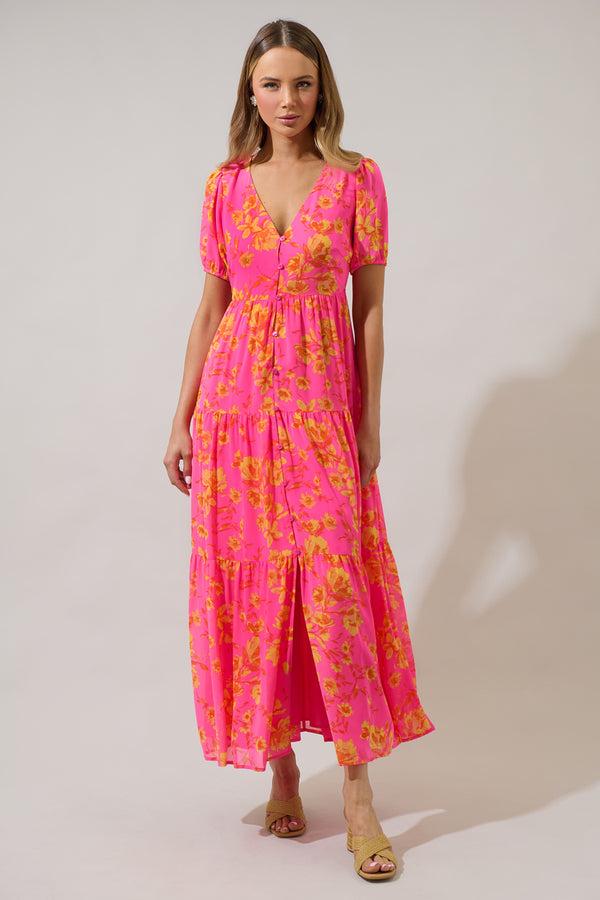 Sugarlips Hot Rod Floral Monaco Tiered Maxi Dress