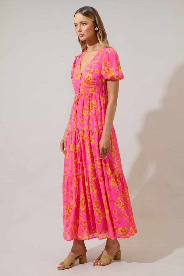 Sugarlips Hot Rod Floral Monaco Tiered Maxi Dress