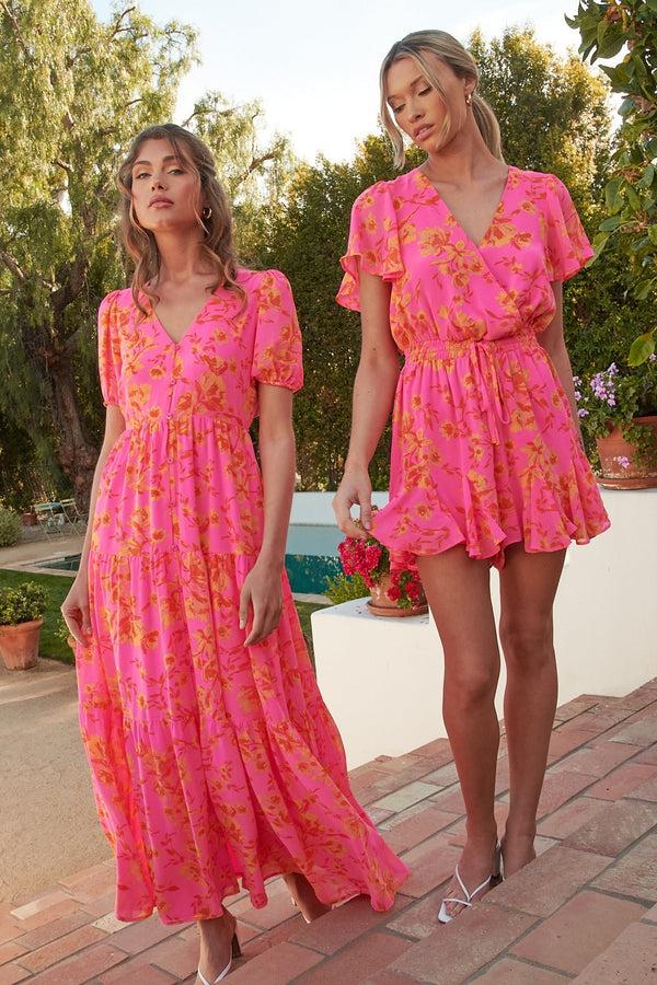 sugarlips Hot Rod Floral Monaco Tiered Maxi Dress