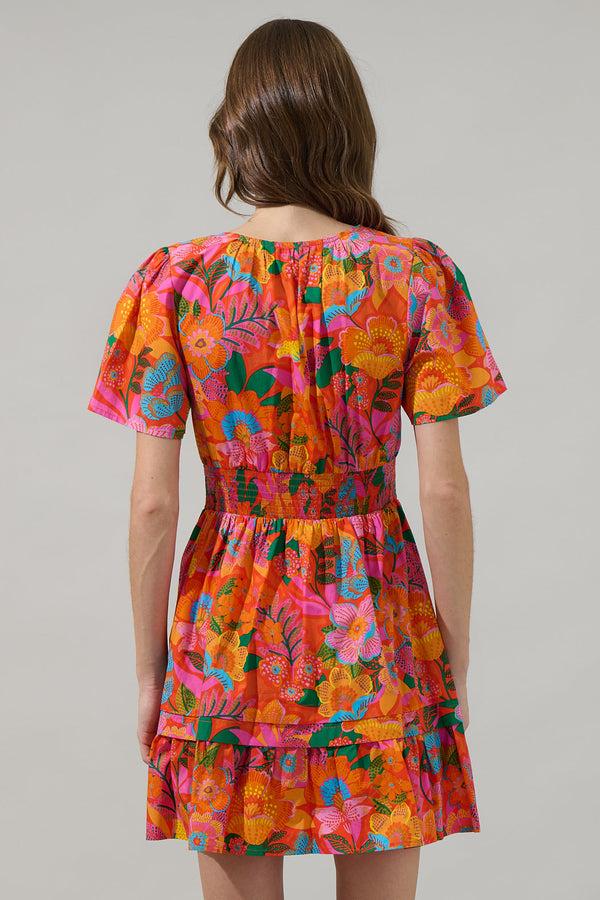Sugarlips Idalia Floral Miller Split Neck Dress