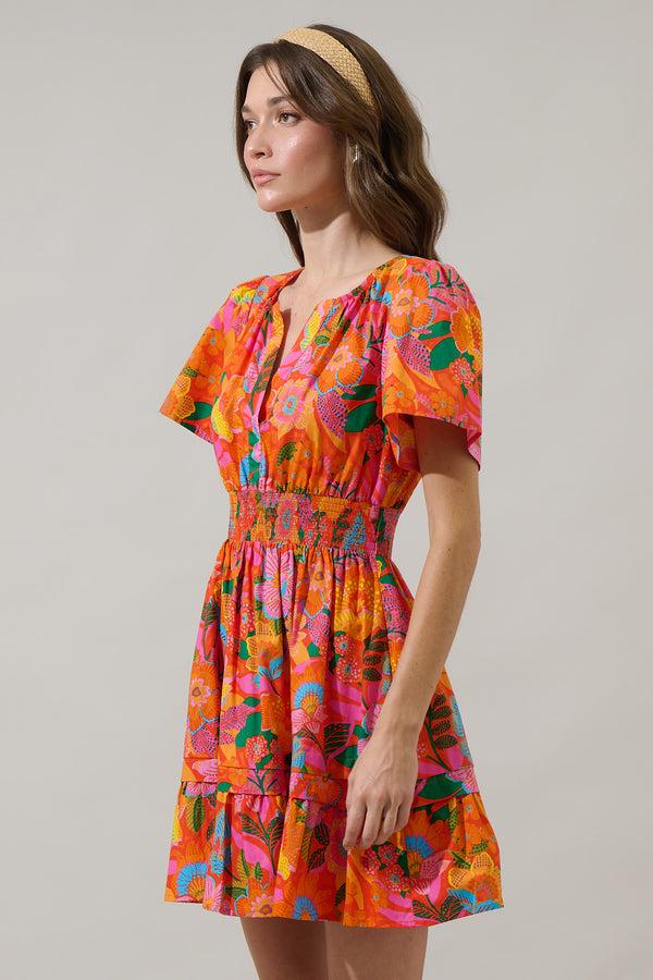 Sugarlips Idalia Floral Miller Split Neck Dress