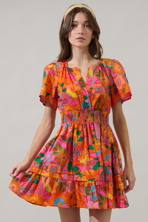 sugarlips Idalia Floral Miller Split Neck Dress