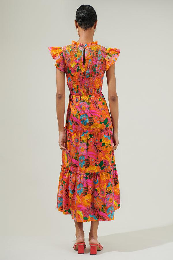 Sugarlips Idalia Floral Smocked Midi Dress