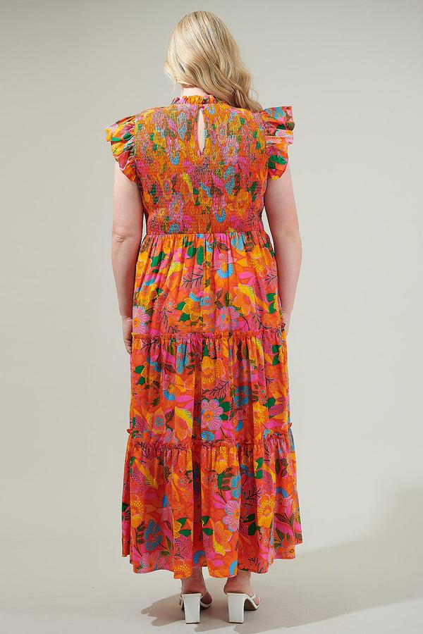 Sugarlips Idalia Floral Smocked Midi Dress Curve