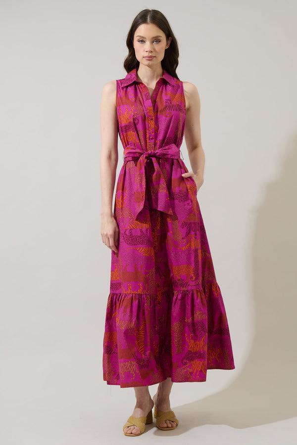 Sugarlips In The Jungle Cileah Collared Maxi Dress