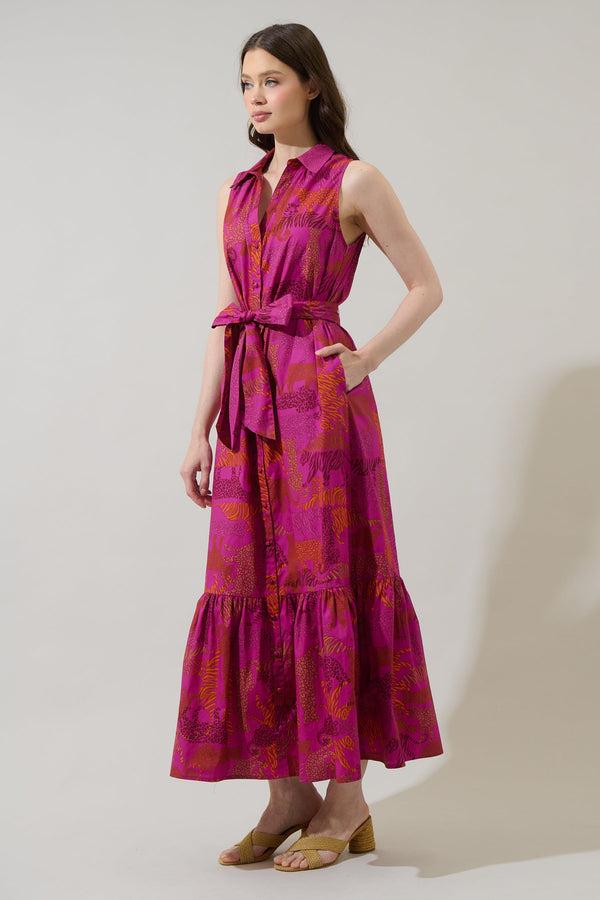 Sugarlips In The Jungle Cileah Collared Maxi Dress
