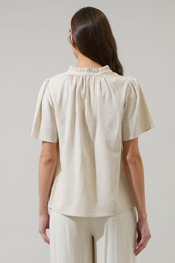 Sugarlips Inaya Linen Split Neck Top