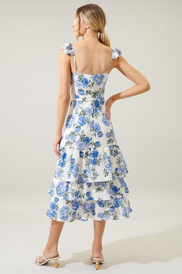 Sugarlips Inessa Floral Guayana Tiered Midi Dress
