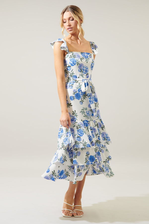 Sugarlips Inessa Floral Guayana Tiered Midi Dress