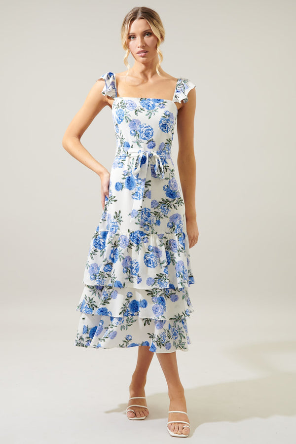 sugarlips Inessa Floral Guayana Tiered Midi Dress