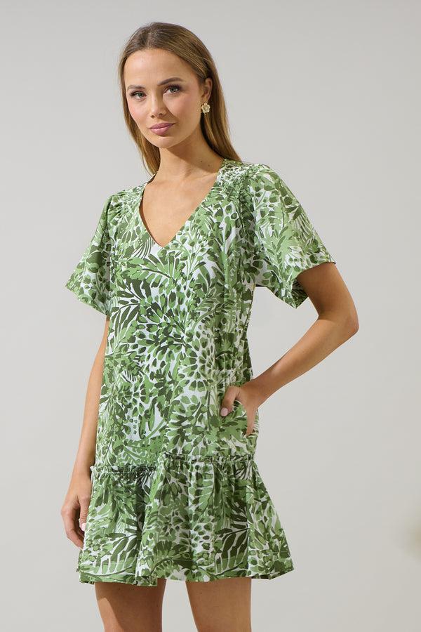 Sugarlips Irenan Leaf Ashby Shift Mini Dress