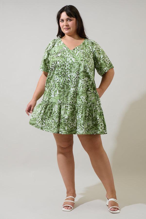 Sugarlips Irenan Leaf Ashby Shift Mini Dress Curve