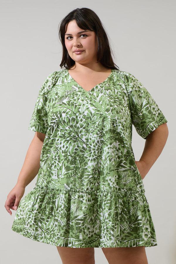 sugarlips Irenan Leaf Ashby Shift Mini Dress Curve