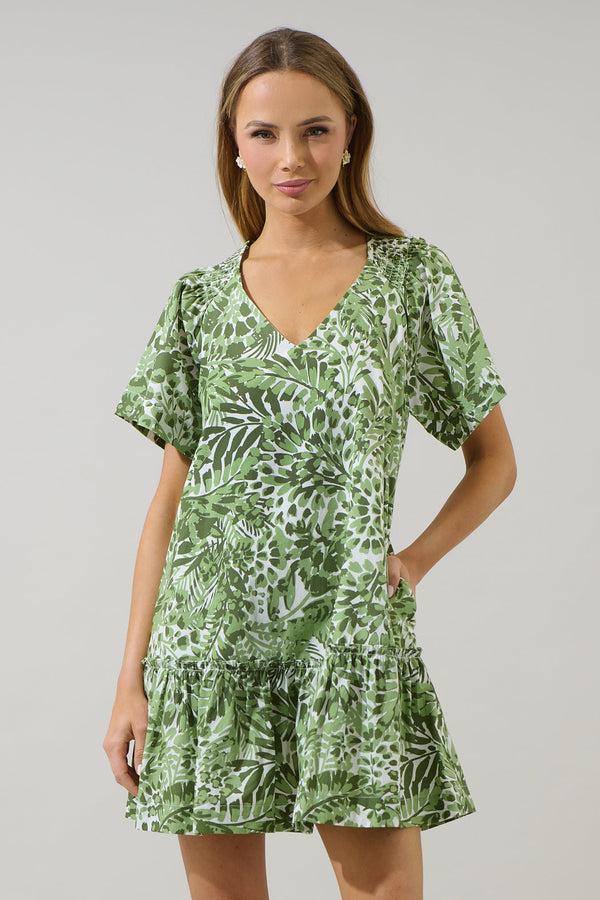 sugarlips Irenan Leaf Ashby Shift Mini Dress