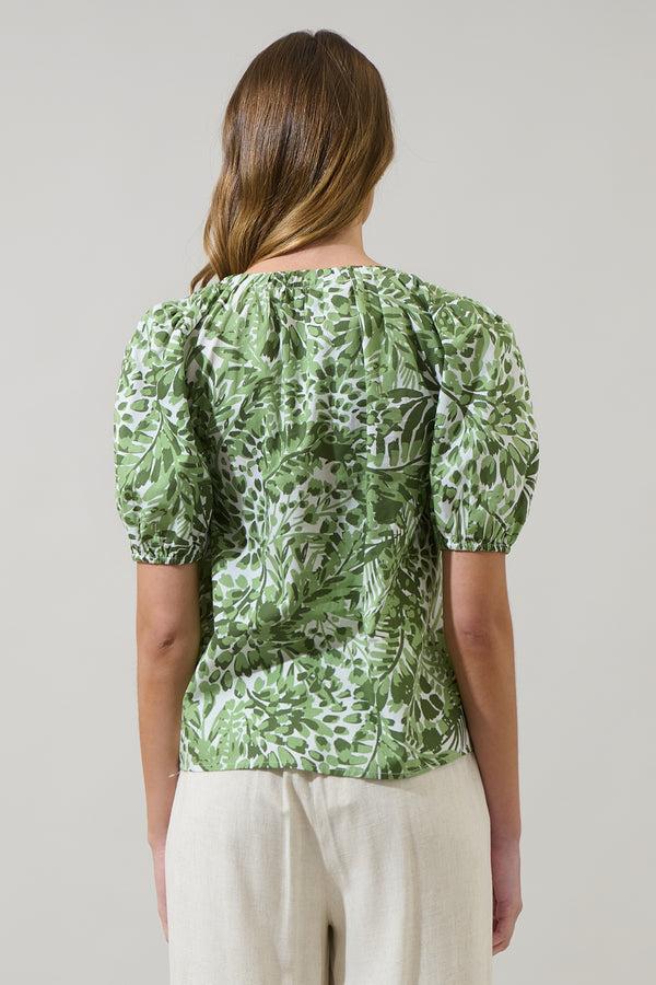 Sugarlips Irenan Leaf Gily Puff Sleeve Top