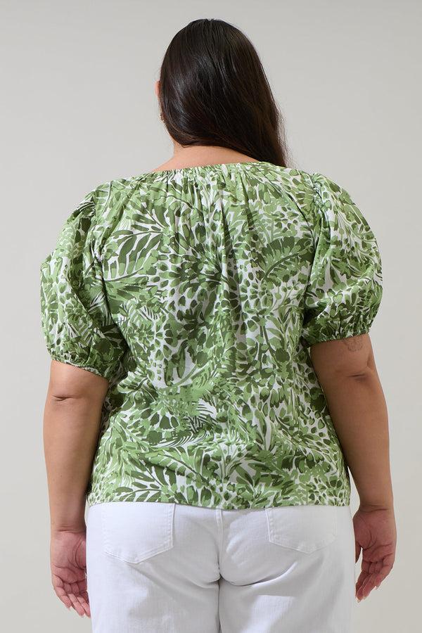 Sugarlips Irenan Leaf Gily Puff Sleeve Top Curve