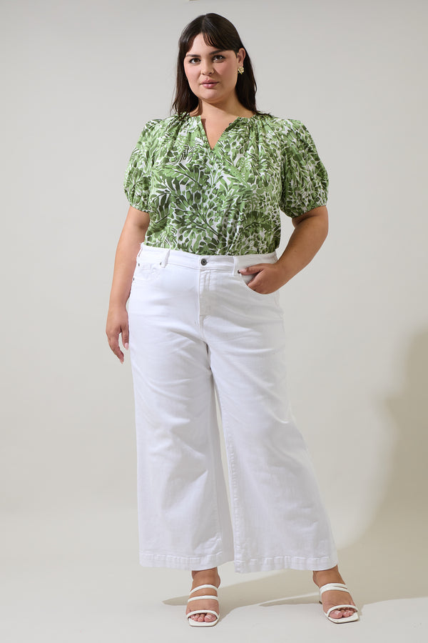 Sugarlips Irenan Leaf Gily Puff Sleeve Top Curve