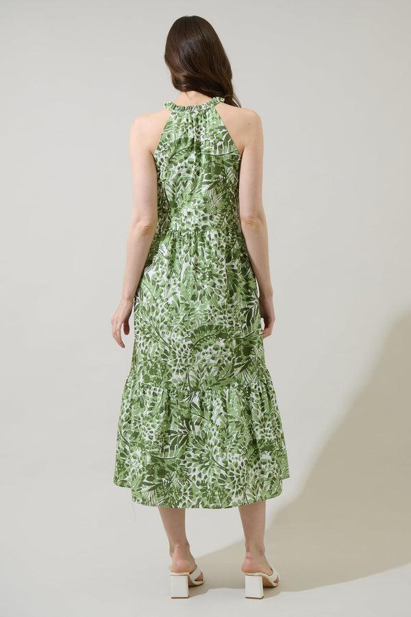 Sugarlips Irenan Leaf Zelie Sleeveless Midi Dress