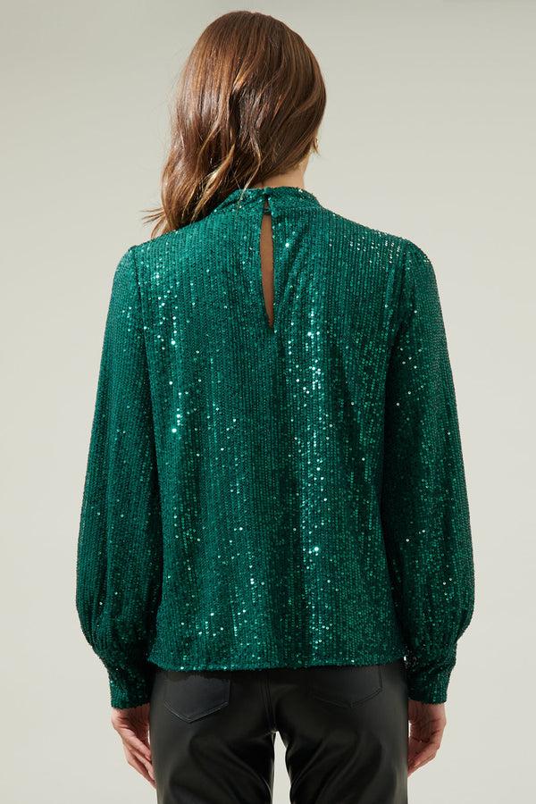 Sugarlips Isabella Sequin Mock Neck Blouse