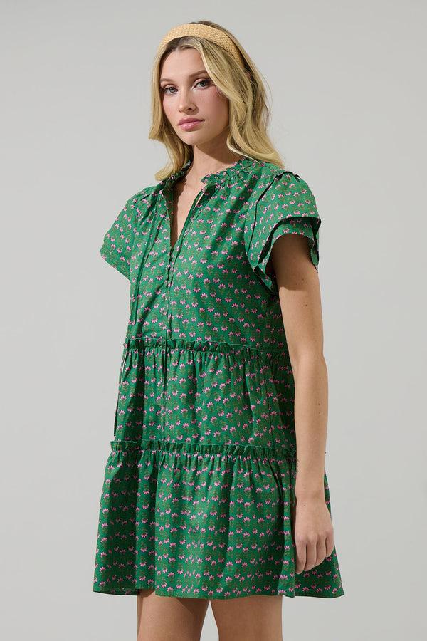 Sugarlips Isha Floral Empire Tiered Mini Dress