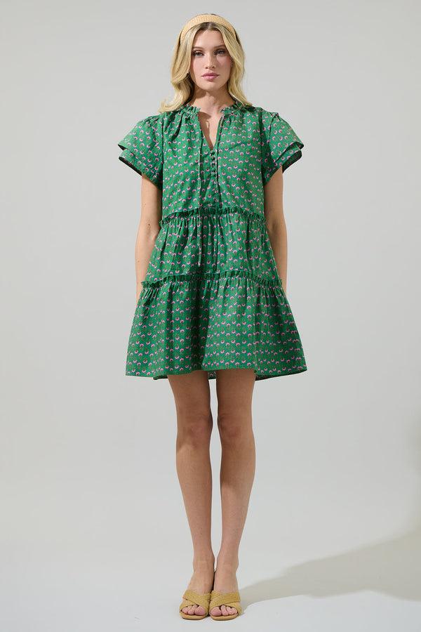 Sugarlips Isha Floral Empire Tiered Mini Dress
