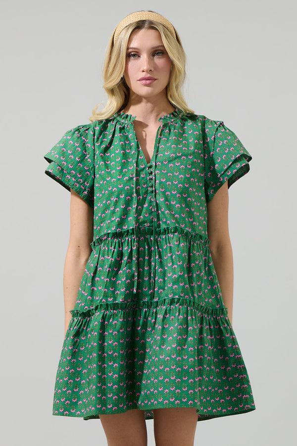 sugarlips Isha Floral Empire Tiered Mini Dress