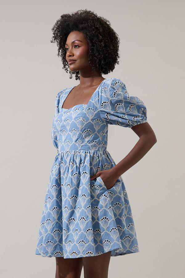 Sugarlips Ivana Floral Eyelet Mini Dress