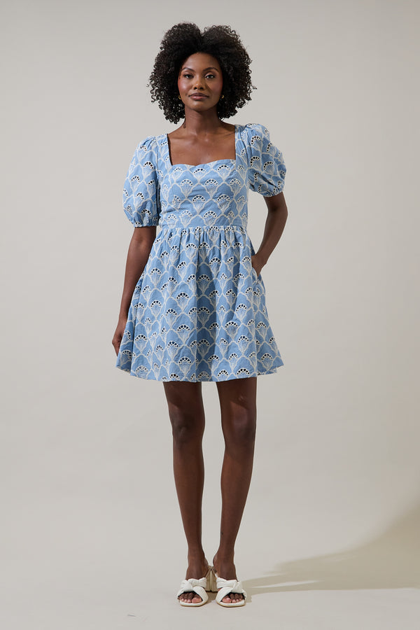 Sugarlips Ivana Floral Eyelet Mini Dress