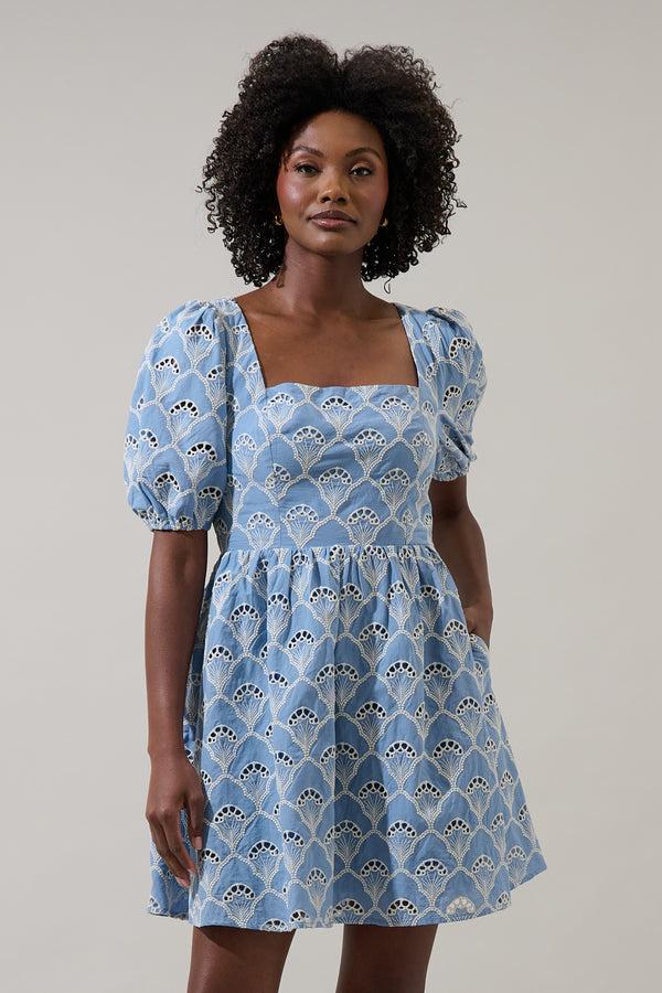 sugarlips Ivana Floral Eyelet Mini Dress