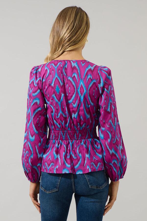 Sugarlips Ivani Abstract Mirana Smocked Top