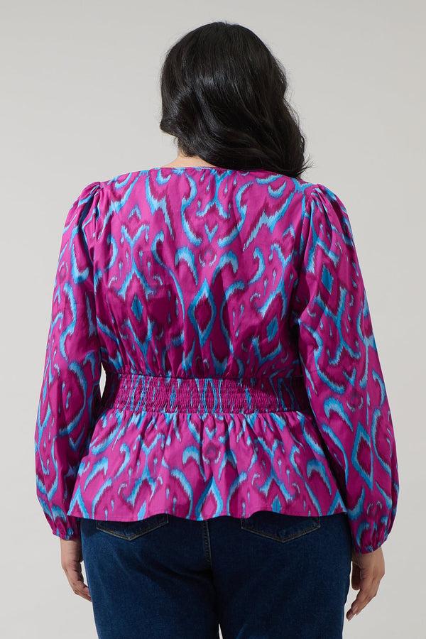 Sugarlips Ivani Abstract Mirana Smocked Top Curve