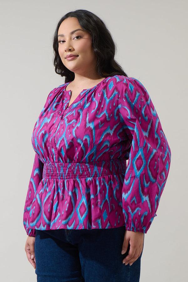 Sugarlips Ivani Abstract Mirana Smocked Top Curve