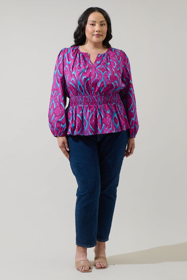 Sugarlips Ivani Abstract Mirana Smocked Top Curve