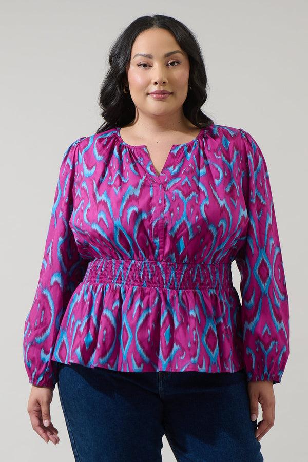 sugarlips Ivani Abstract Mirana Smocked Top Curve