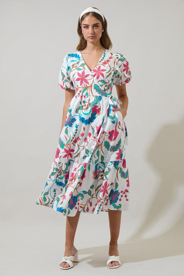 Sugarlips Izzie Floral Lunia Wrap Midi Dress