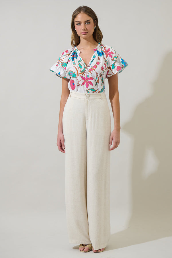 Sugarlips Izzie Floral Macy Ruffle Top