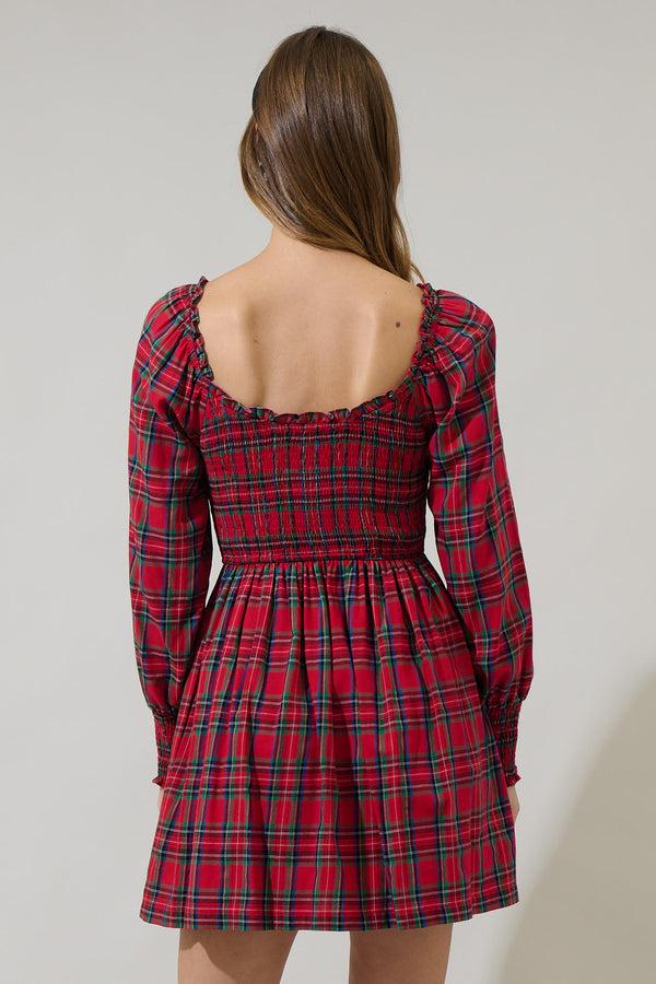 Sugarlips Jace Plaid Kourt Smocked Mini Dress