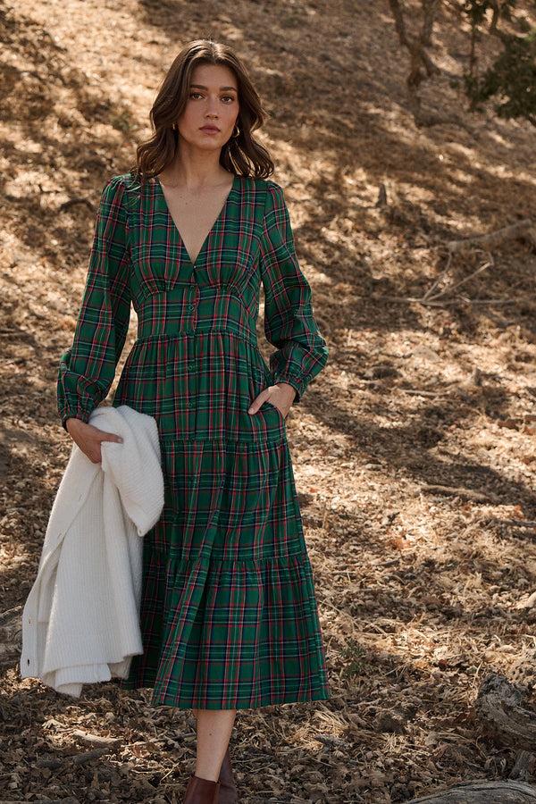 sugarlips Jace Plaid Shely Button Down Midi Dress