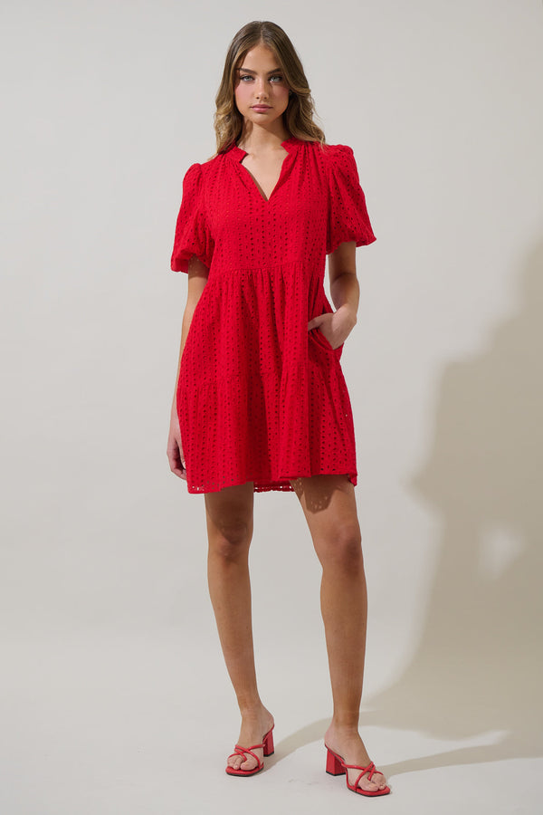 Sugarlips Jacey Babydoll Eyelet Mini Dress